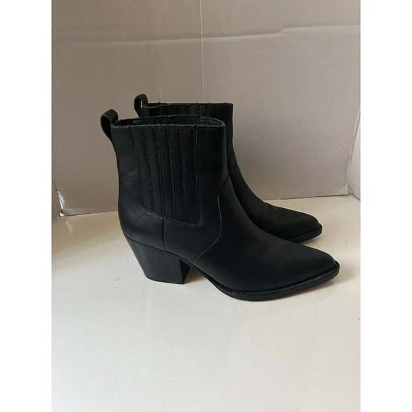 J.Crew Black Leather Chelsea Western Boots size 7 - Picture 2 of 10